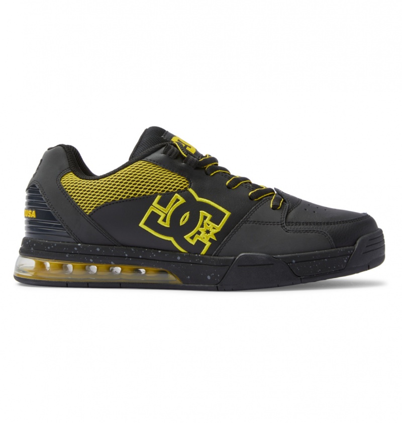 Black / Yellow DC Shoes Versatile Le - Skate Shoes | LBEMOZ-043