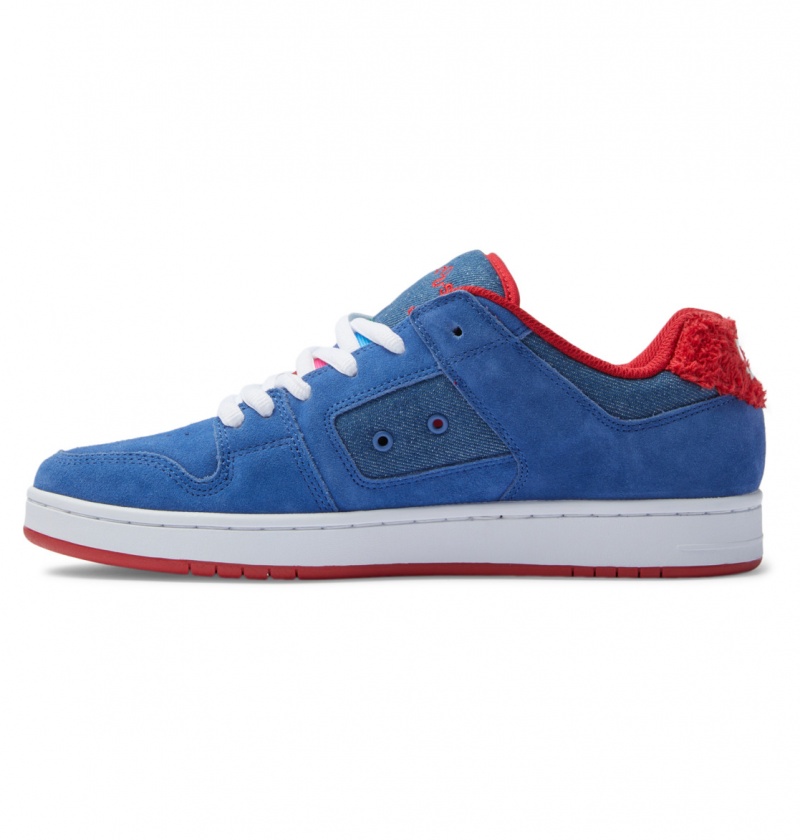 Blue / Red DC Shoes Manteca S - Leather Skate Shoes | YSVEAO-652