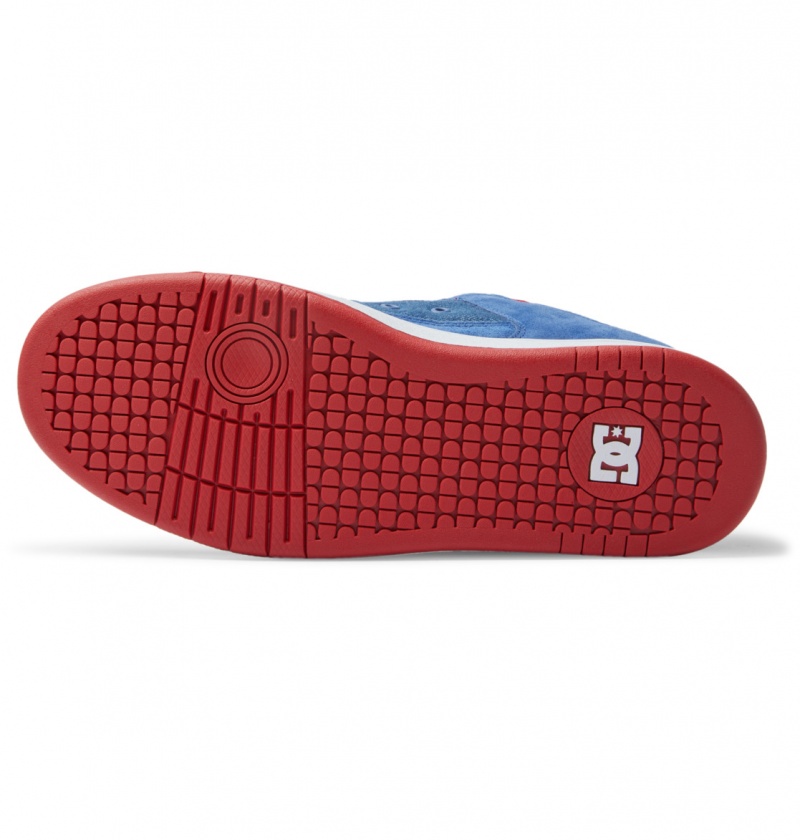 Blue / Red DC Shoes Manteca S - Leather Skate Shoes | YSVEAO-652