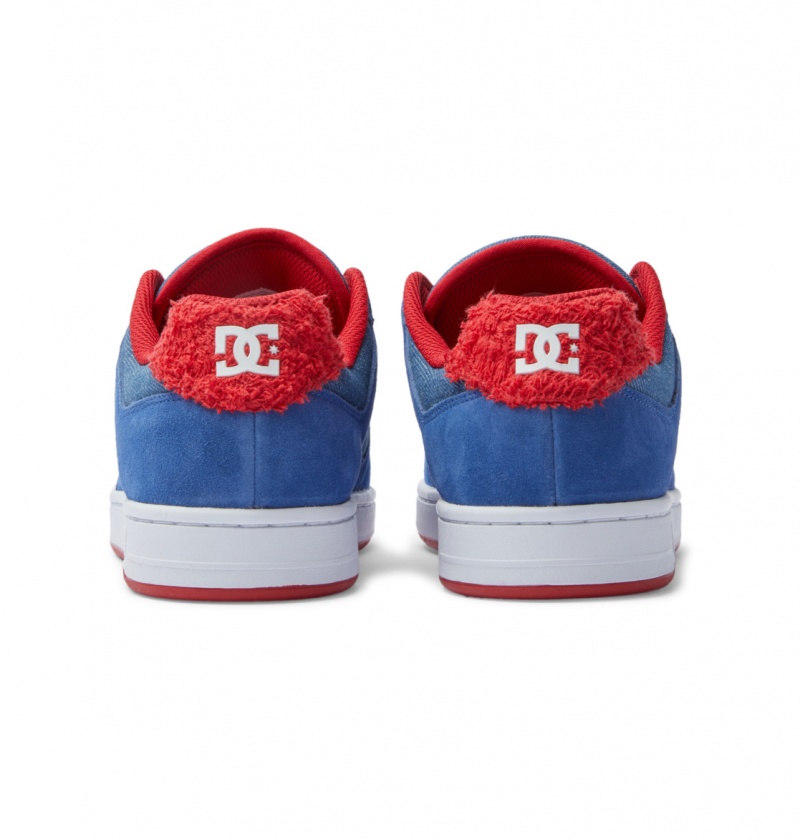 Blue / Red DC Shoes Manteca S - Leather Skate Shoes | YSVEAO-652