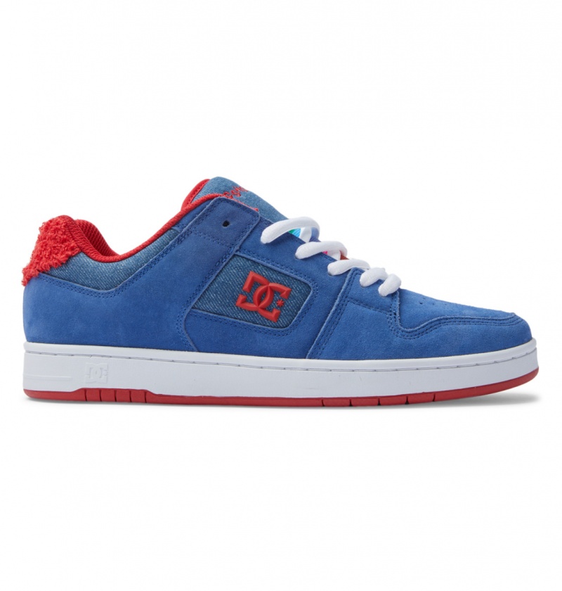 Blue / Red DC Shoes Manteca S - Leather Skate Shoes | YSVEAO-652