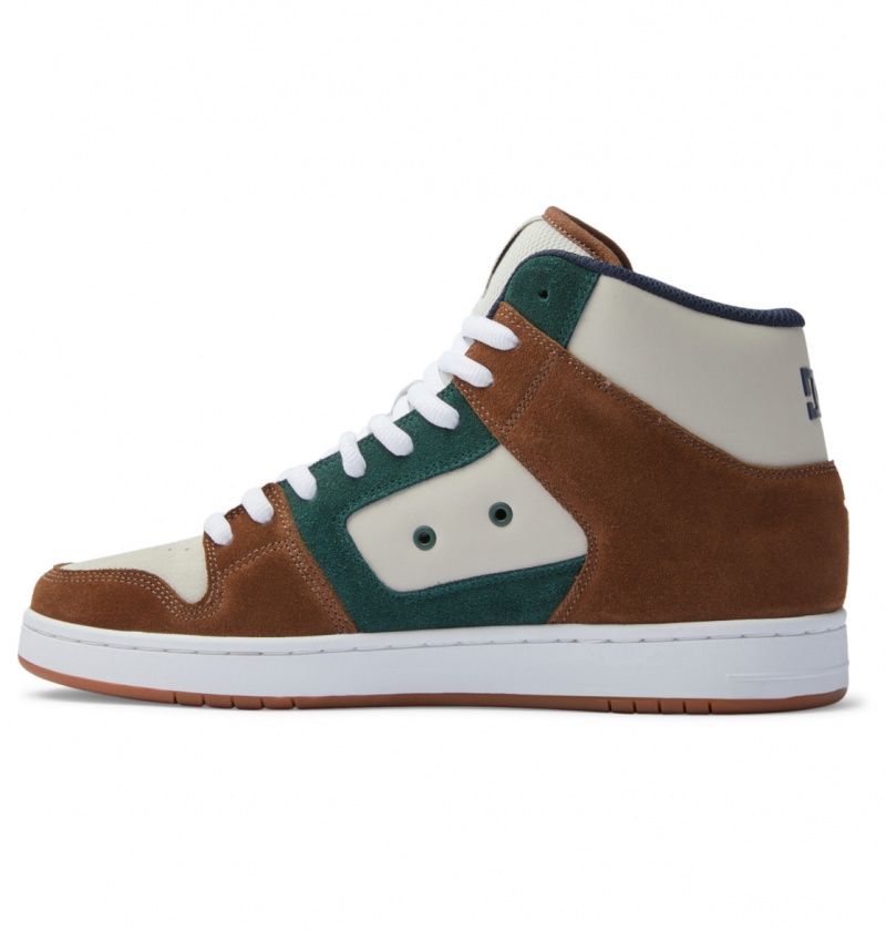 Brown / Brown / Green DC Shoes Manteca 4 Hi S - High-Top Leather Skate Shoes | ECQPWO-837