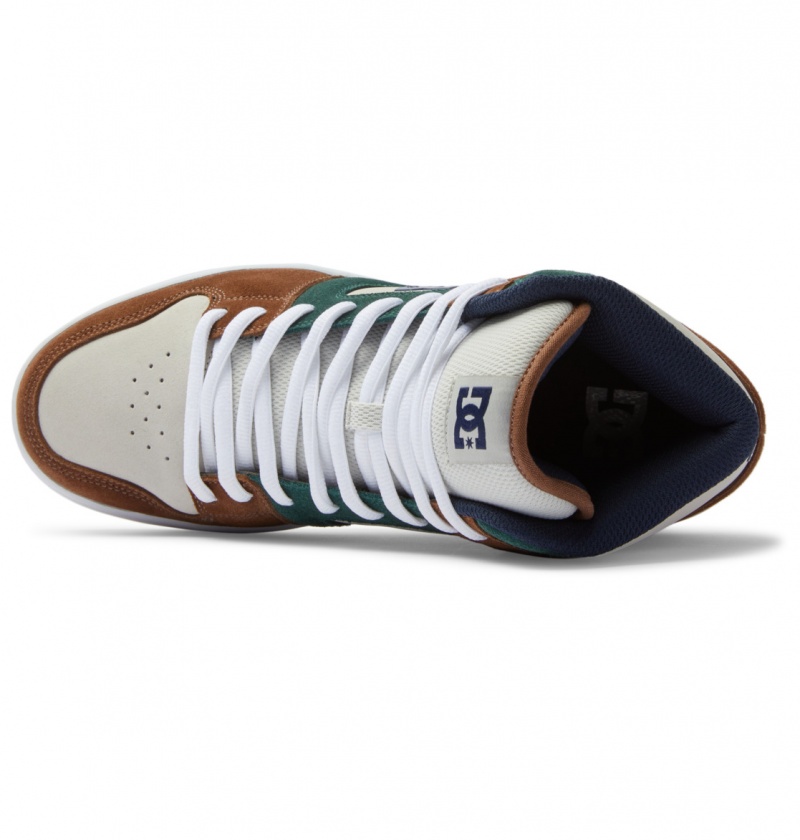 Brown / Brown / Green DC Shoes Manteca 4 Hi S - High-Top Leather Skate Shoes | ECQPWO-837