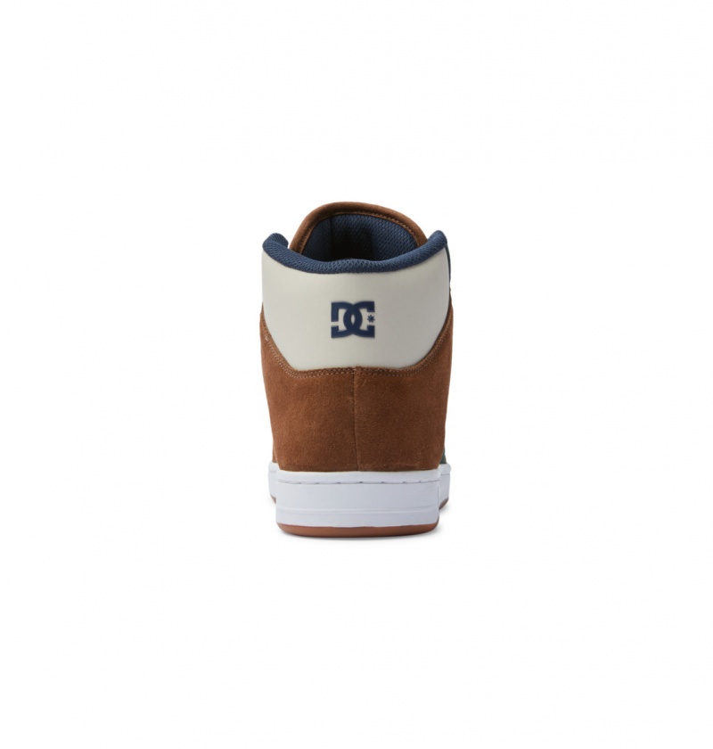 Brown / Brown / Green DC Shoes Manteca 4 Hi S - High-Top Leather Skate Shoes | ECQPWO-837