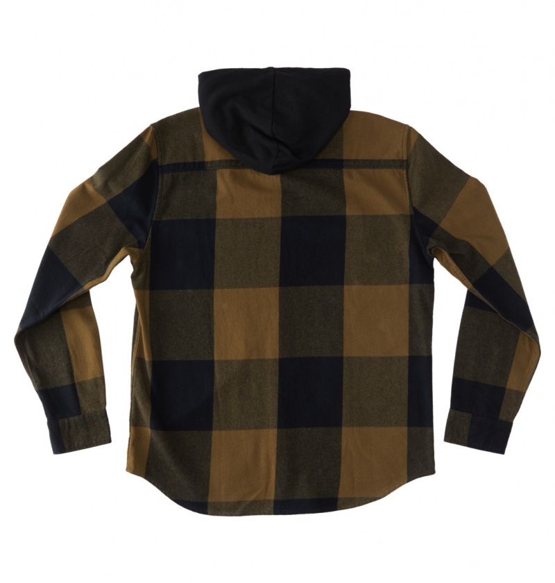 Capers / Black Plaid DC Shoes Ruckus - Hooded Long Sleeve Shirt | HGCLFS-068