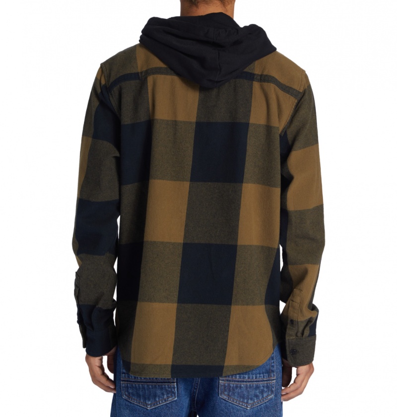 Capers / Black Plaid DC Shoes Ruckus - Hooded Long Sleeve Shirt | HGCLFS-068