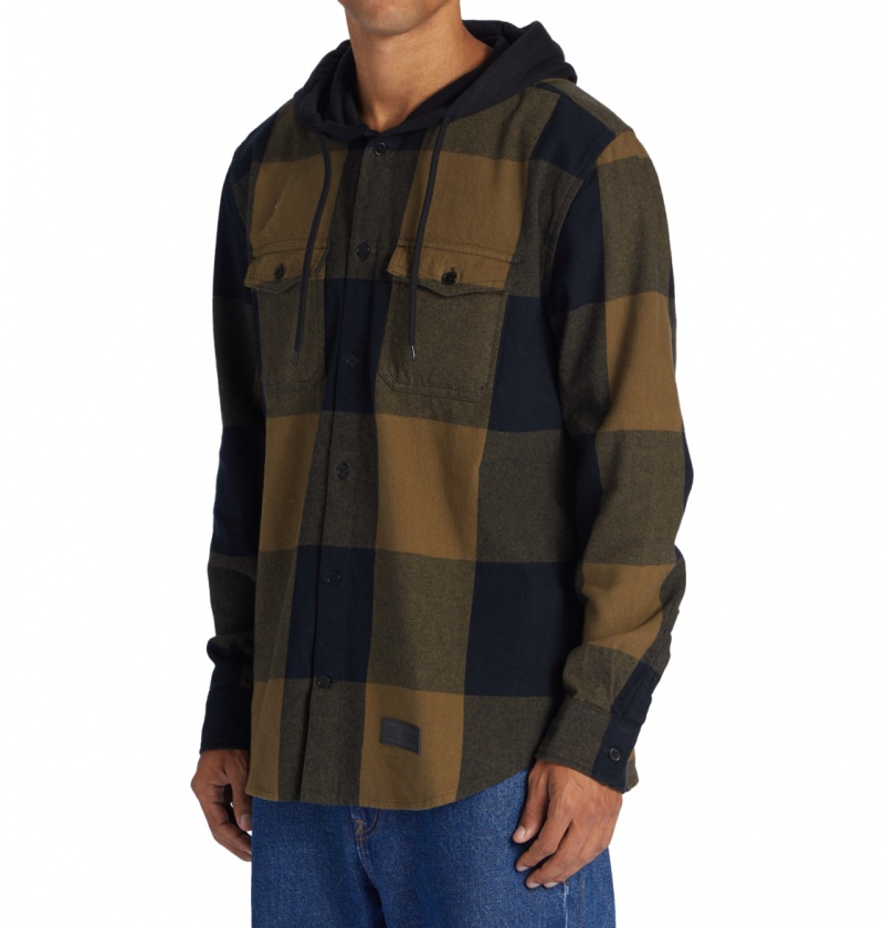 Capers / Black Plaid DC Shoes Ruckus - Hooded Long Sleeve Shirt | HGCLFS-068