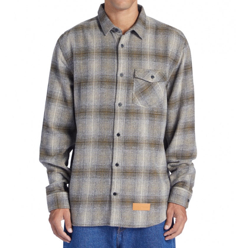 Capers / Plaza Toupe Plaid DC Shoes Marshal Flannel - Long Sleeve Shirt | SPMHBN-607