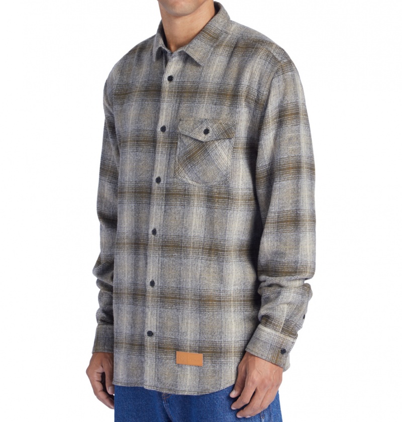 Capers / Plaza Toupe Plaid DC Shoes Marshal Flannel - Long Sleeve Shirt | SPMHBN-607