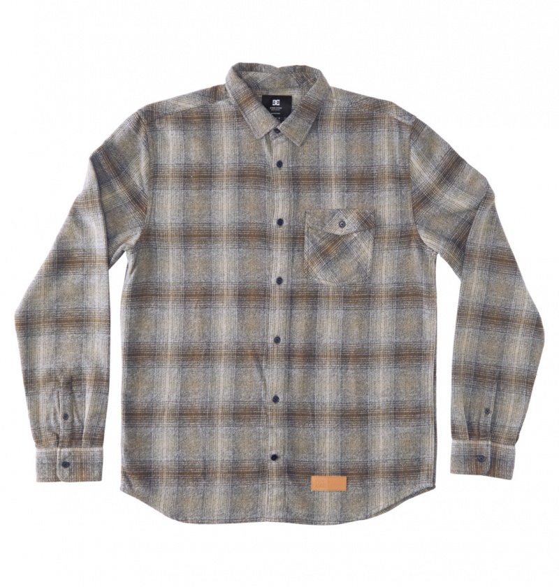 Capers / Plaza Toupe Plaid DC Shoes Marshal Flannel - Long Sleeve Shirt | SPMHBN-607