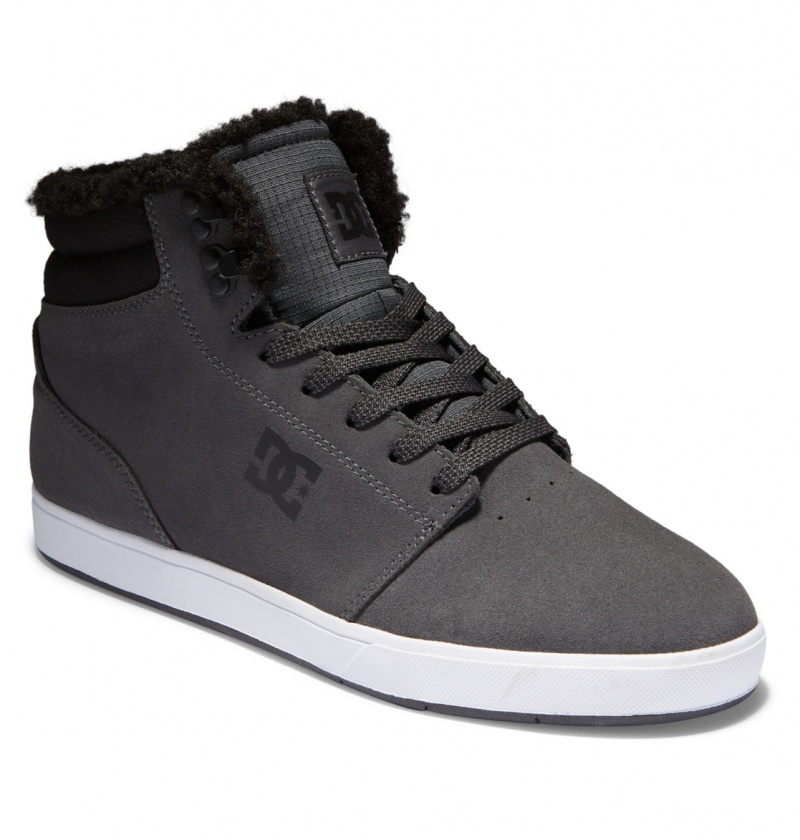 Charcoal DC Shoes Crisis 2 Hi Wnt - High Top Leather Winterized Shoes | KRVZDO-107