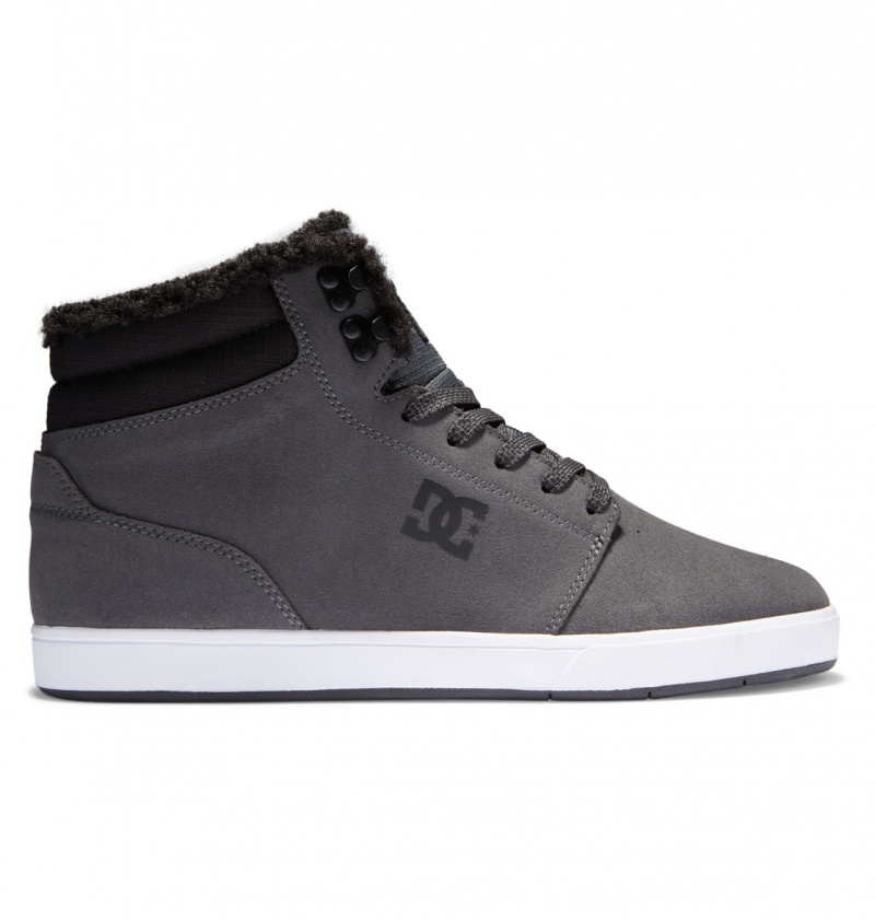 Charcoal DC Shoes Crisis 2 Hi Wnt - High Top Leather Winterized Shoes | KRVZDO-107