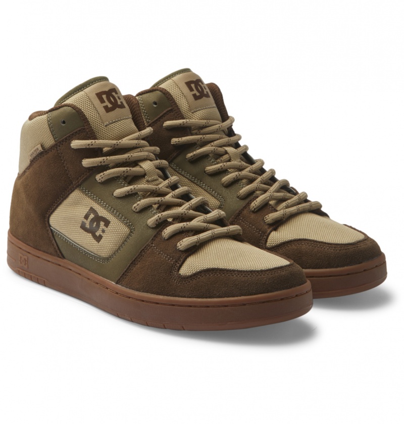 Dk Choc / Military DC Shoes Manteca 4 Hi Wr - High-Top Leather Shoes | KJWYRF-156