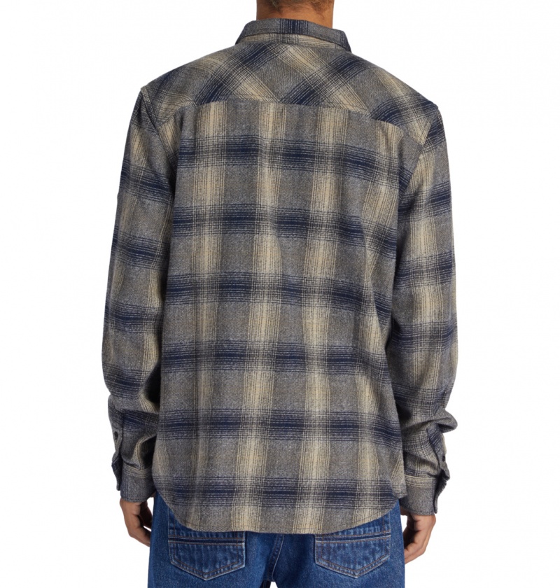 Dress Blue / Plaza Toupe Plaid DC Shoes Marshal Flannel - Long Sleeve Shirt | RGCDUT-394