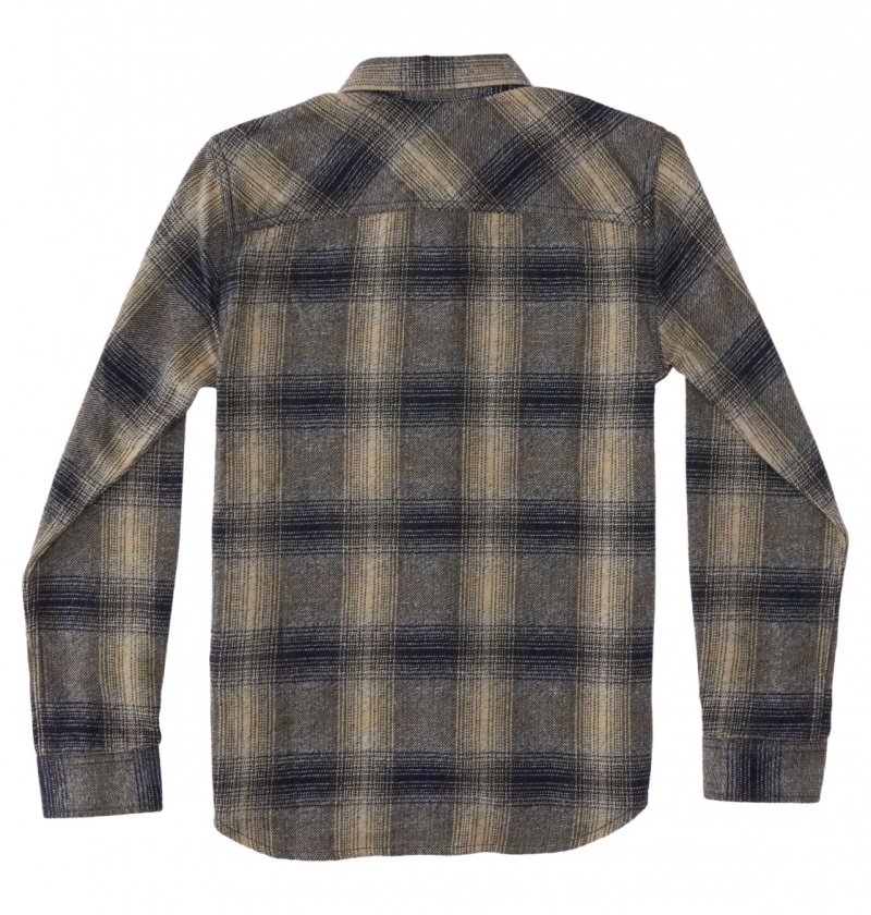 Dress Blue / Plaza Toupe Plaid DC Shoes Marshal Flannel - Long Sleeve Shirt 10-16 | AGMQKJ-506