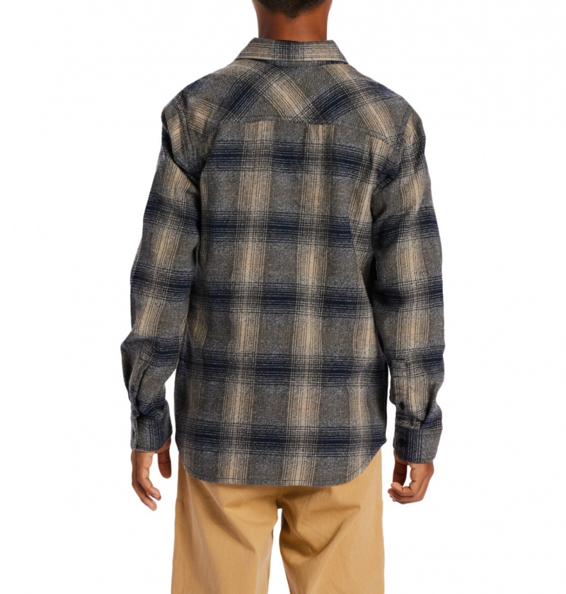 Dress Blue / Plaza Toupe Plaid DC Shoes Marshal Flannel - Long Sleeve Shirt 10-16 | AGMQKJ-506