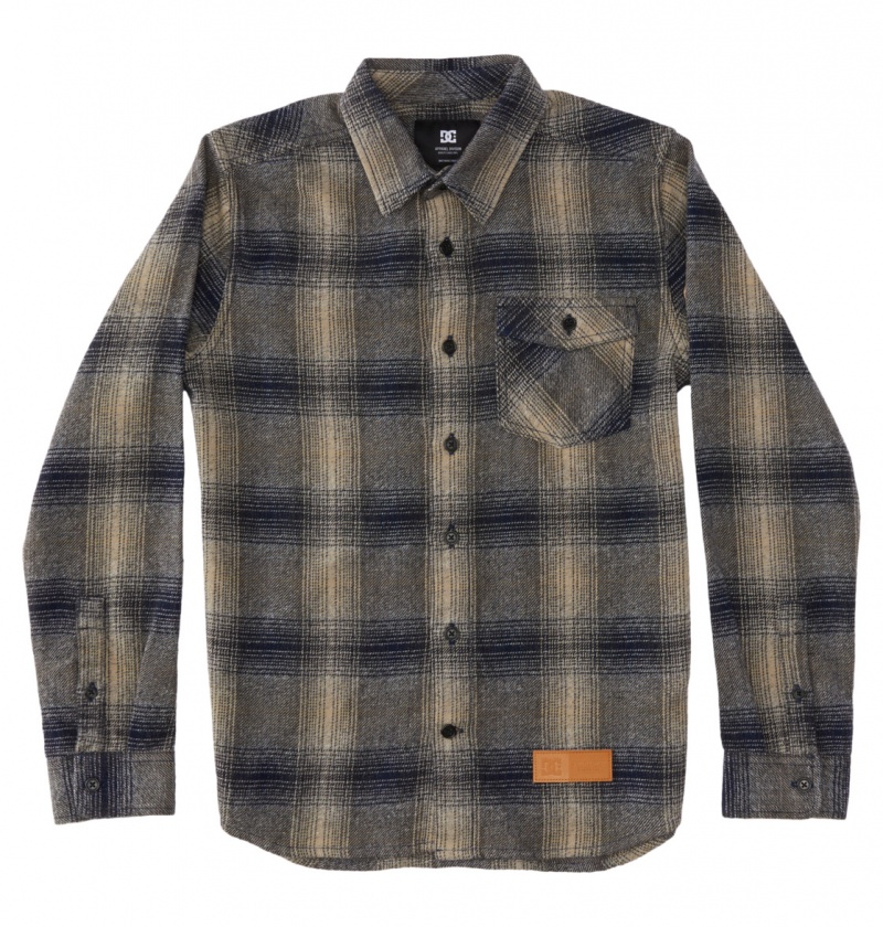 Dress Blue / Plaza Toupe Plaid DC Shoes Marshal Flannel - Long Sleeve Shirt 10-16 | AGMQKJ-506