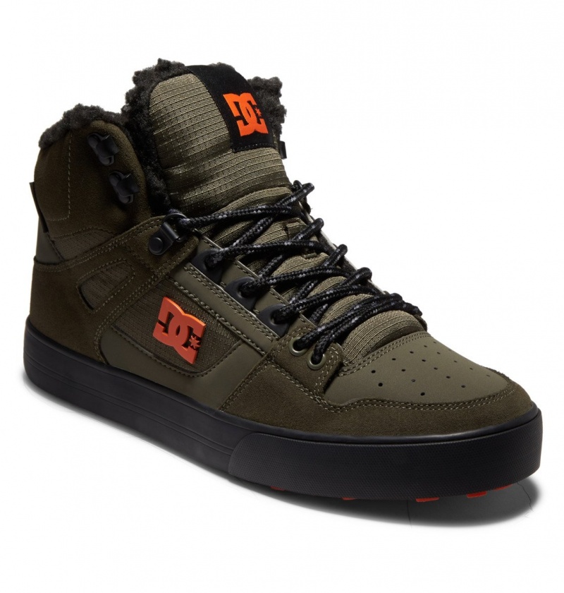 Dusty Olive / Orange DC Shoes Pure High WNT - Winter High-Top Boots | VSUPKG-920