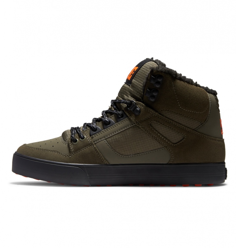 Dusty Olive / Orange DC Shoes Pure High WNT - Winter High-Top Boots | VSUPKG-920