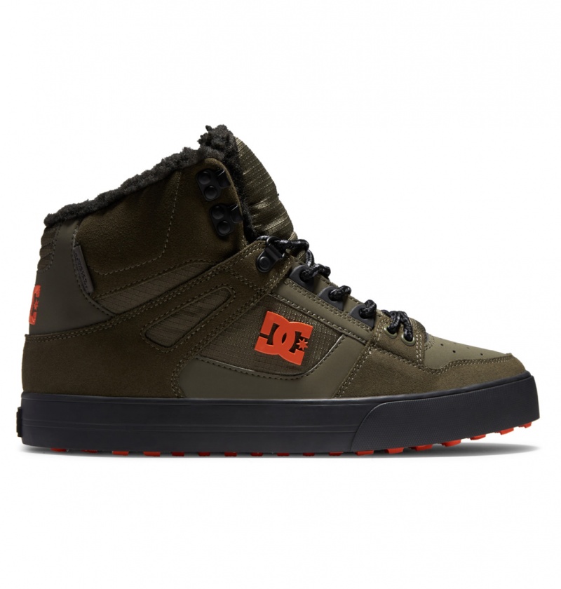 Dusty Olive / Orange DC Shoes Pure High WNT - Winter High-Top Boots | VSUPKG-920