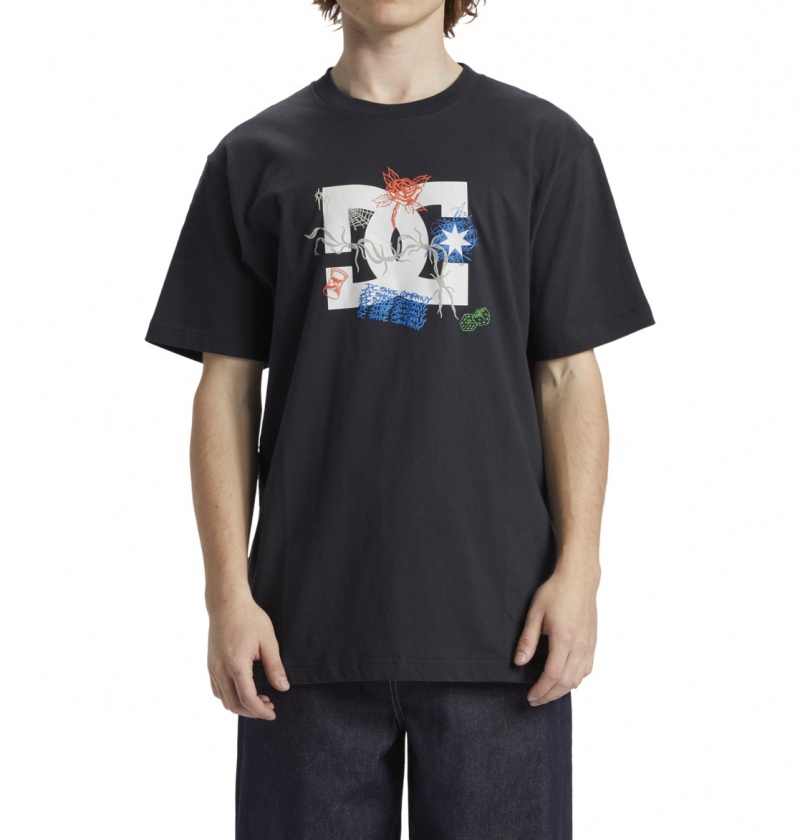 Ebony DC Shoes Scribble - T-Shirt | ZNXCEP-864