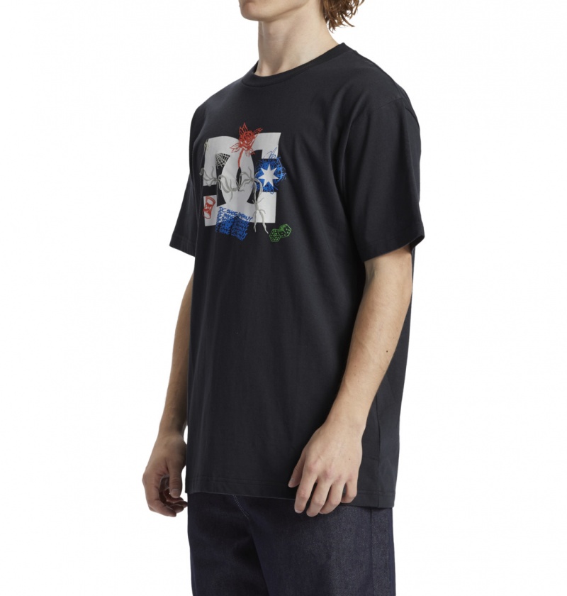 Ebony DC Shoes Scribble - T-Shirt | ZNXCEP-864