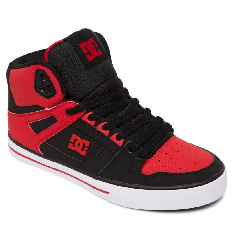 Fiery Red / White / Black DC Shoes Pure High-Top - Leather High-Top Shoes | WLTYAG-846