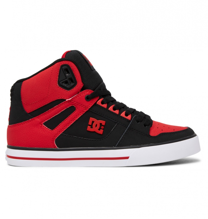 Fiery Red / White / Black DC Shoes Pure High-Top - Leather High-Top Shoes | WLTYAG-846