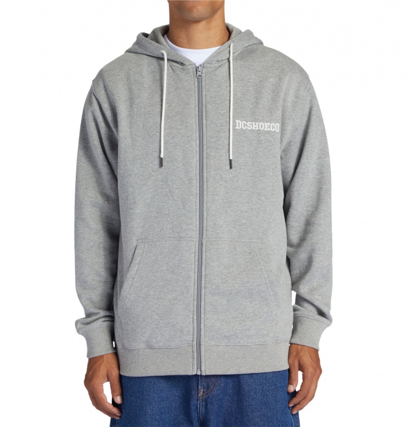 Medium Grey Heather DC Shoes Baseline - Zip-Up Hoodie | ABKZPM-970