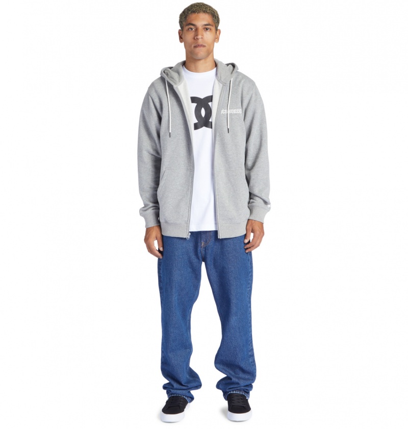 Medium Grey Heather DC Shoes Baseline - Zip-Up Hoodie | ABKZPM-970