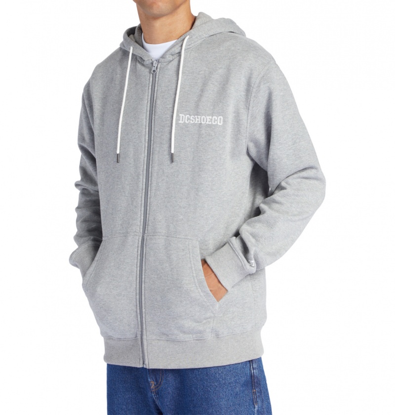 Medium Grey Heather DC Shoes Baseline - Zip-Up Hoodie | ABKZPM-970