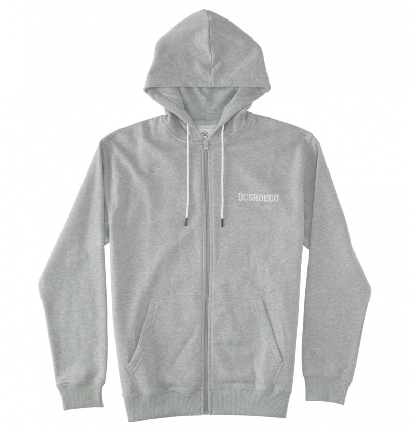 Medium Grey Heather DC Shoes Baseline - Zip-Up Hoodie | ABKZPM-970