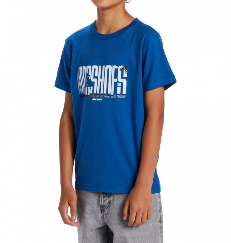 Nautical Blue DC Shoes On The Grind - T-Shirt 10-16 | FJKWIO-783