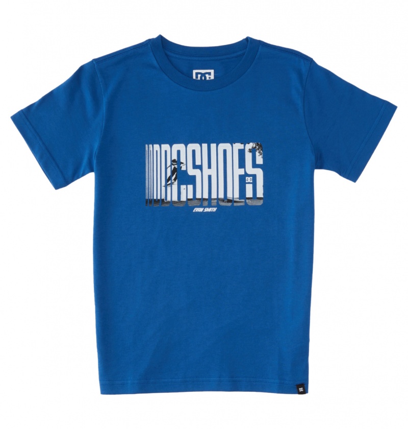 Nautical Blue DC Shoes On The Grind - T-Shirt 10-16 | FJKWIO-783