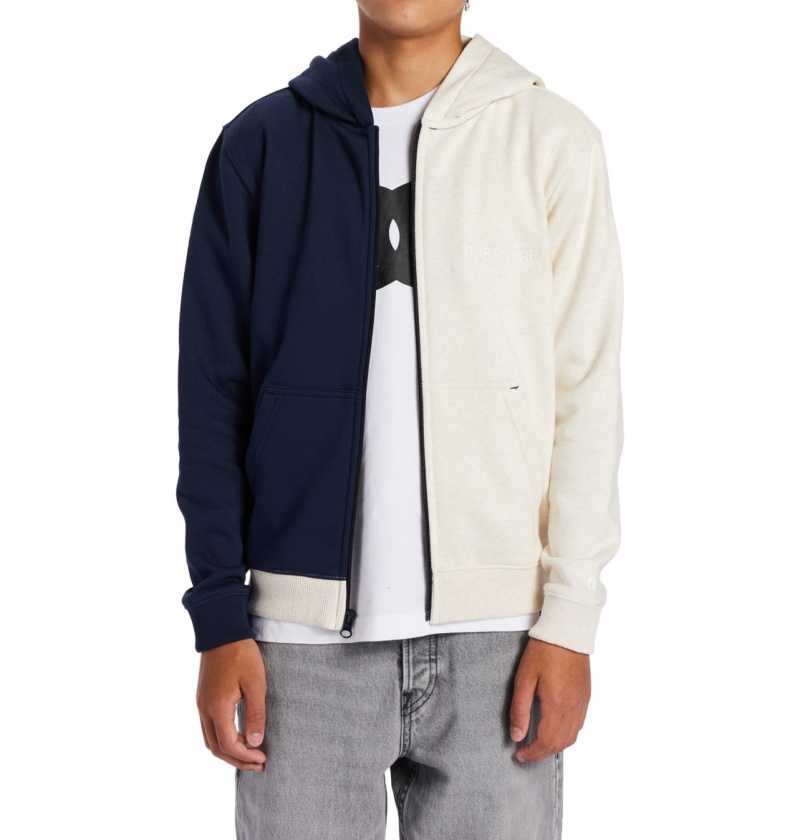 Navy Blazer / Oat Heather DC Shoes Baseline - Zip-Up Hoodie 10-16 | ZPIFXD-921