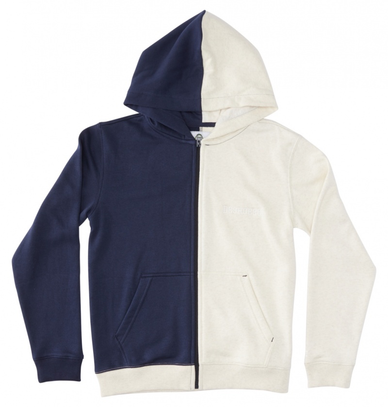 Navy Blazer / Oat Heather DC Shoes Baseline - Zip-Up Hoodie 10-16 | ZPIFXD-921