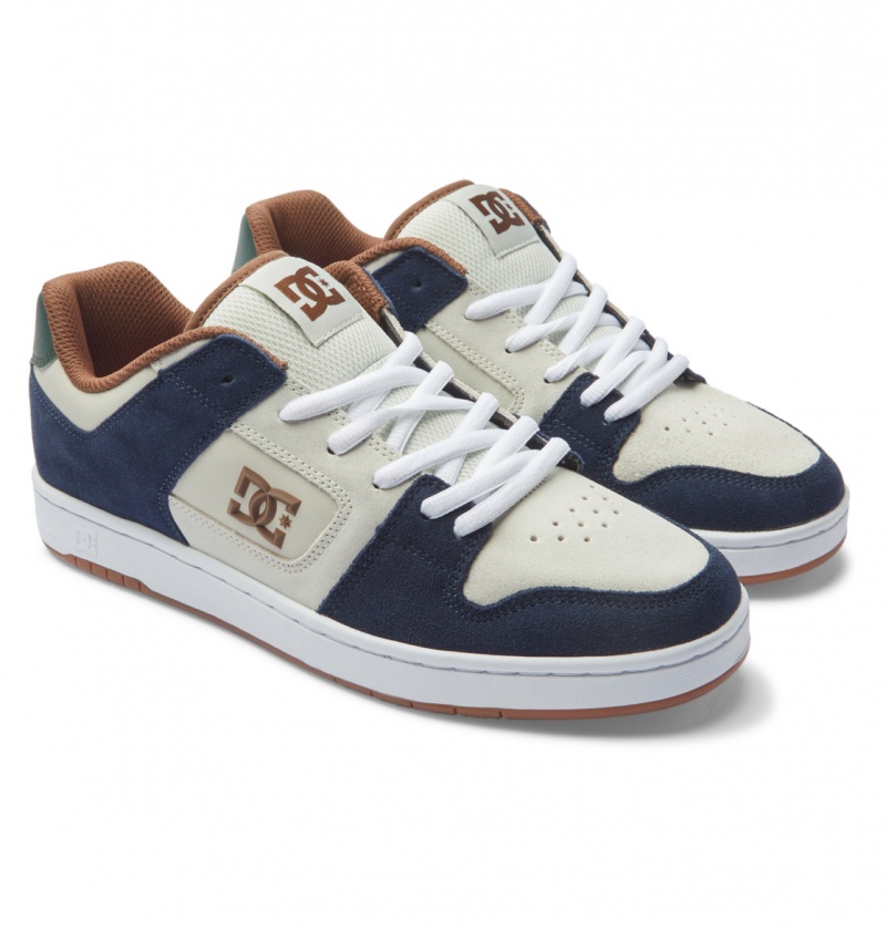 Navy / Khaki DC Shoes Manteca S - Leather Skate Shoes | ECLUJD-704