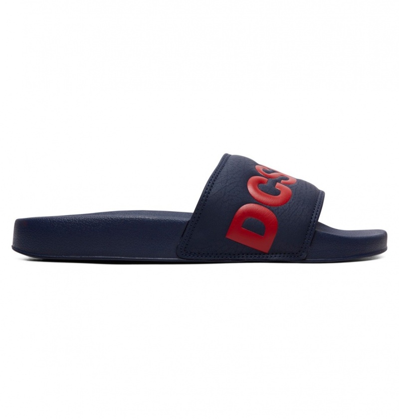 Navy / Red DC Shoes DC Slide - Slider Sandals | CPGKXY-174