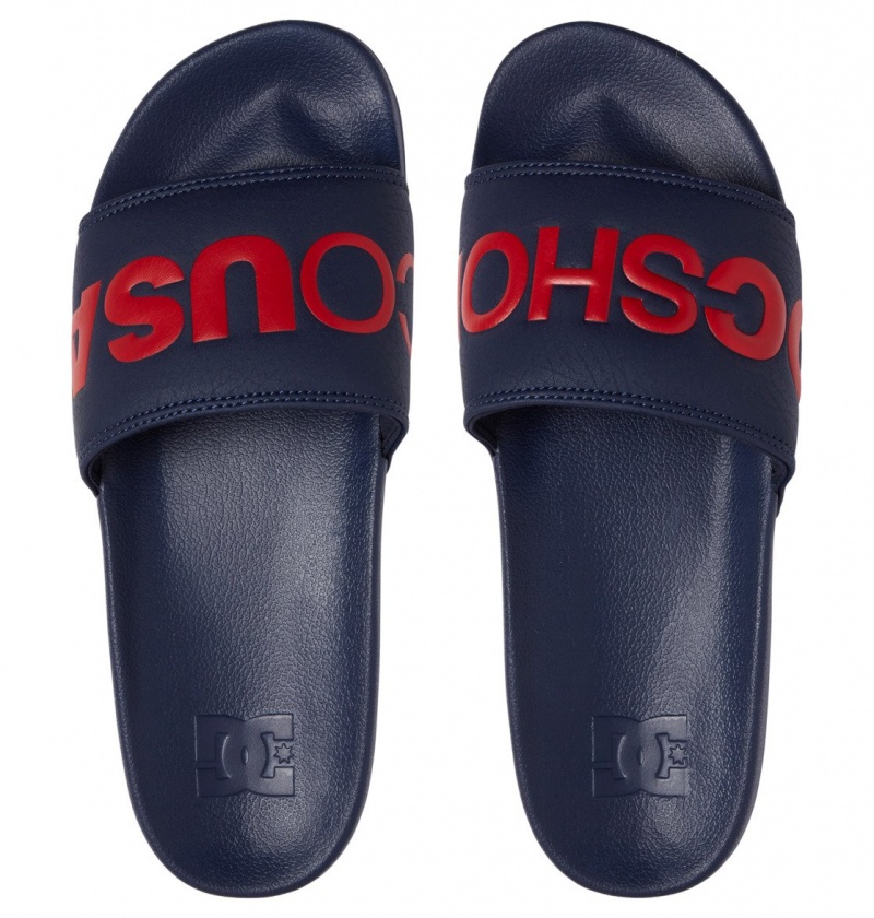 Navy / Red DC Shoes DC Slide - Slider Sandals | CPGKXY-174