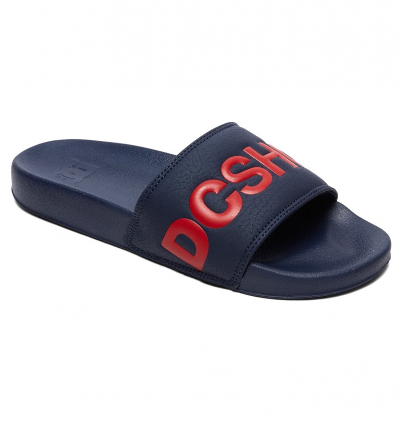 Navy / Red DC Shoes DC Slide - Slider Sandals | CPGKXY-174