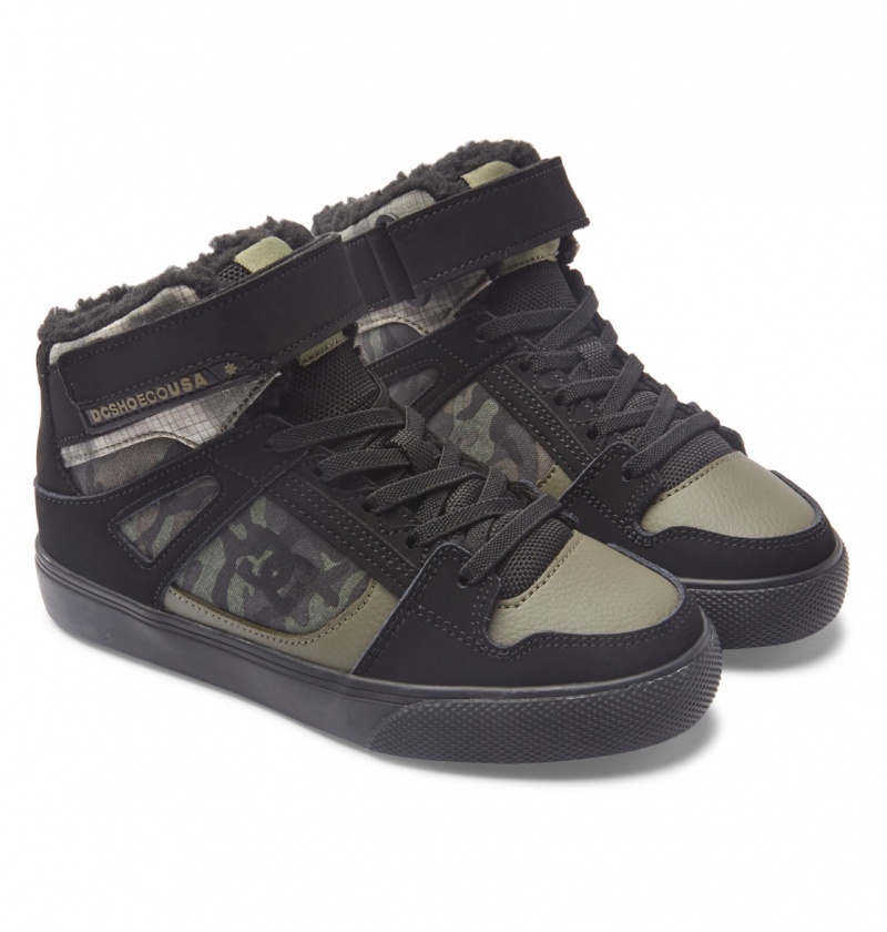 Olive Camouflage DC Shoes Pure High WNT - Winter High-Top Boots | RTDEWI-097