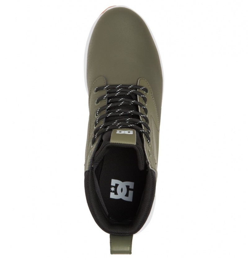 Olive / White DC Shoes Mason 2 - Water Resistant Leather Shoes | YNWJBC-038