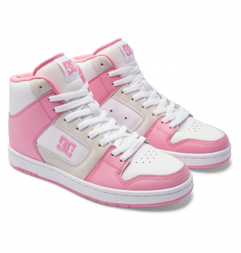 Pink / White DC Shoes Manteca 4 Hi - High-Top Leather Shoes | EXIFOC-320