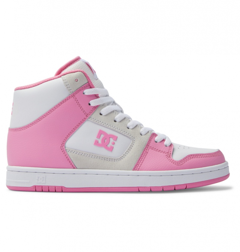 Pink / White DC Shoes Manteca 4 Hi - High-Top Leather Shoes | EXIFOC-320