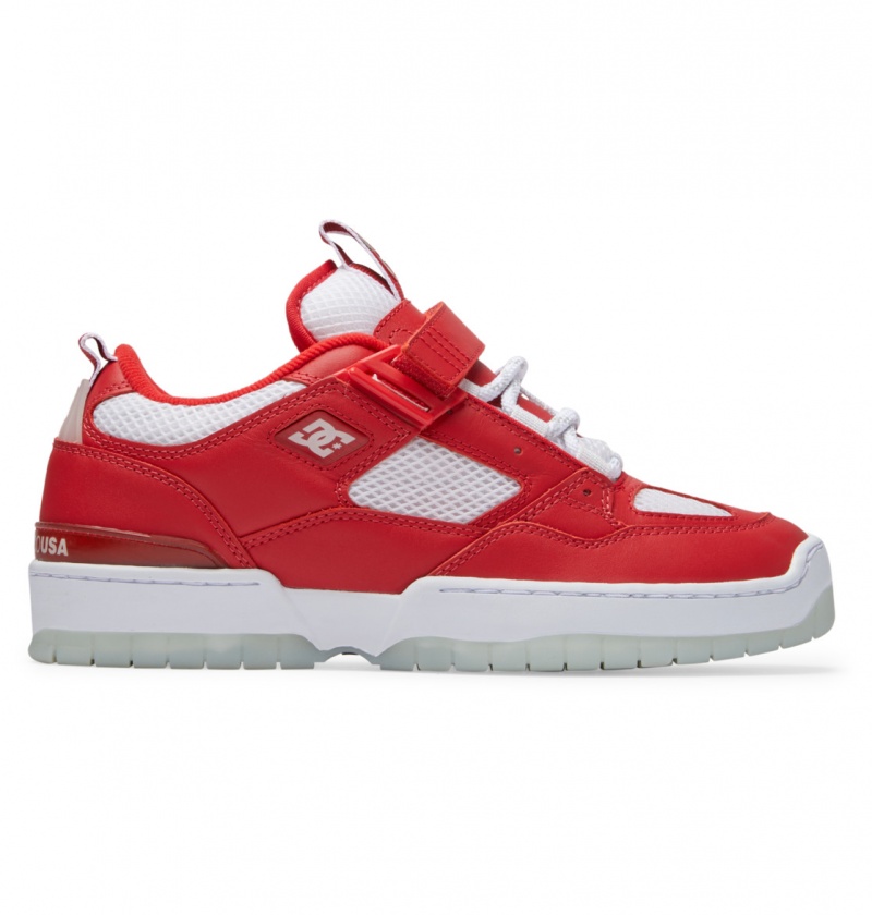 Red / White DC Shoes Js 1 - Leather Shoes | NGXPEK-239