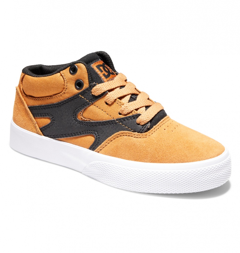 Wheat / Black DC Shoes Kalis Vulc - Mid-Top Leather Shoes | JFPVSU-627