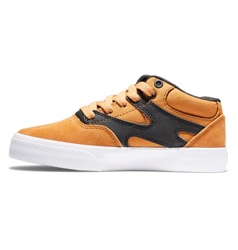 Wheat / Black DC Shoes Kalis Vulc - Mid-Top Leather Shoes | JFPVSU-627