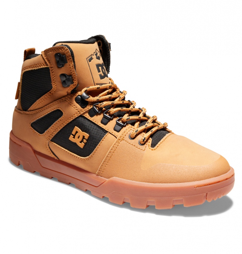 Wheat / Black DC Shoes Pure Hi - Water Resistant High Top Leather Boots | GNXUMJ-835