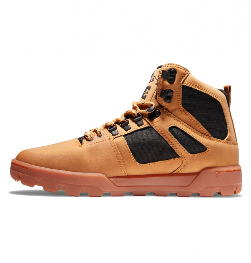 Wheat / Black DC Shoes Pure Hi - Water Resistant High Top Leather Boots | GNXUMJ-835