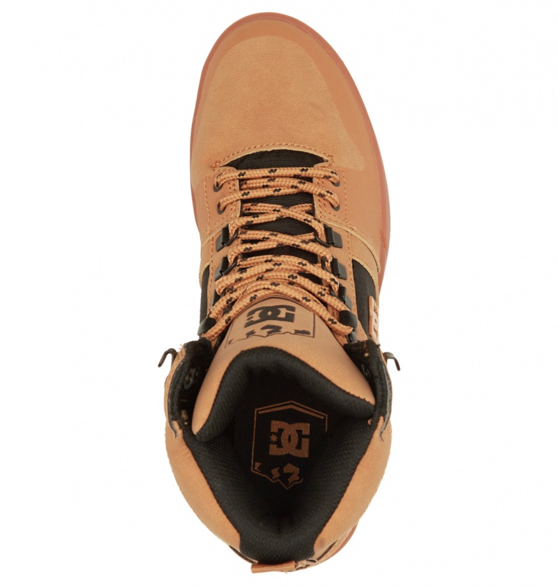 Wheat / Black DC Shoes Pure Hi - Water Resistant High Top Leather Boots | GNXUMJ-835